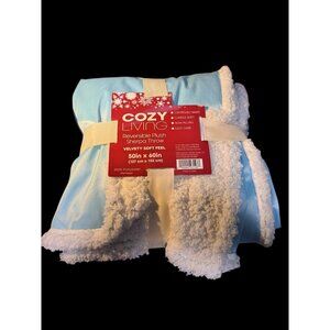 Cozy Living Reversible Plush Sherpa Throw Blanket 50" x 60" 100% Polyester Velve